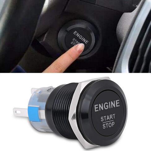 Car Engine Start Switch, 2 Colors Universal 12V White LED Car Engine Start Stop Push Button Switch(Black) in Saudi Arabia