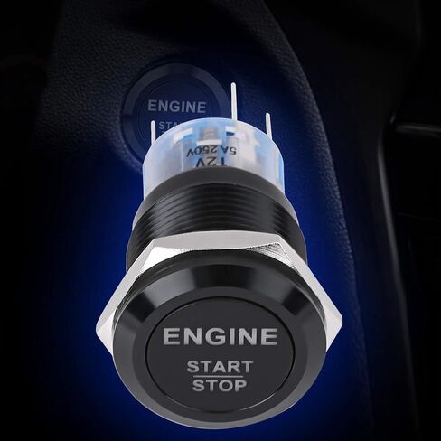 Car Engine Start Switch, 2 Colors Universal 12V White LED Car Engine Start Stop Push Button Switch(Black) in Saudi Arabia