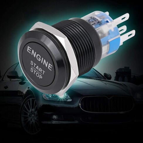 Car Engine Start Switch, 2 Colors Universal 12V White LED Car Engine Start Stop Push Button Switch(Black) in Saudi Arabia