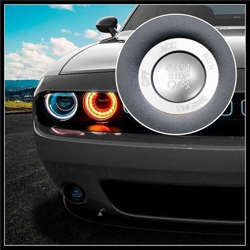 Engine Start Stop Button Cover Kit One Click Push Start Button Trim Sticker for Dodge Charger Challenger Durango Aluminum Alloy Silver Tone Durable Material in Saudi Arabia