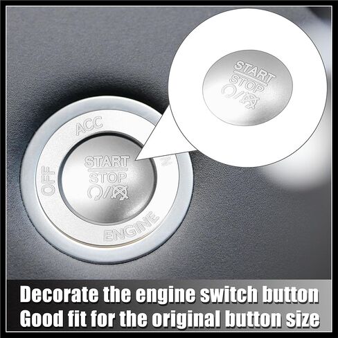 Engine Start Stop Button Cover Kit One Click Push Start Button Trim Sticker for Dodge Charger Challenger Durango Aluminum Alloy Silver Tone Durable Material in Saudi Arabia