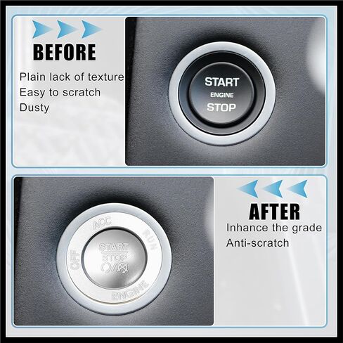 Engine Start Stop Button Cover Kit One Click Push Start Button Trim Sticker for Dodge Charger Challenger Durango Aluminum Alloy Silver Tone Durable Material in Saudi Arabia