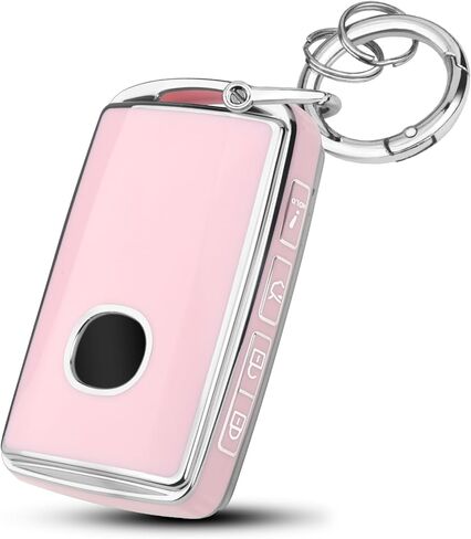 FT FUNTOR for Mazda Key Fob Cover,4 Buttons with Silver Edge TPU Key Cover,Compatible with Mazda 3/6/3 Hatchback/CX-5/CX-6/CX-9/CX30/CX-50/CX-70/CX-90 (B-Pink) in Saudi Arabia