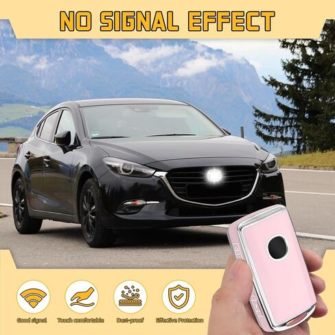 FT FUNTOR for Mazda Key Fob Cover,4 Buttons with Silver Edge TPU Key Cover,Compatible with Mazda 3/6/3 Hatchback/CX-5/CX-6/CX-9/CX30/CX-50/CX-70/CX-90 (B-Pink) in Saudi Arabia