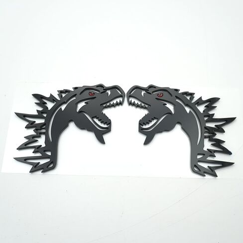 Pair Set Godzilla 3D Emblem Red Eye Black Hell Fender Angry Agressive Badges Replacement for Universal Car Body Motorcycle SUV Door Window Decoration (Gloss Black Red) in Saudi Arabia