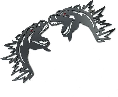Pair Set Godzilla 3D Emblem Red Eye Black Hell Fender Angry Agressive Badges Replacement for Universal Car Body Motorcycle SUV Door Window Decoration (Gloss Black Red) in Saudi Arabia