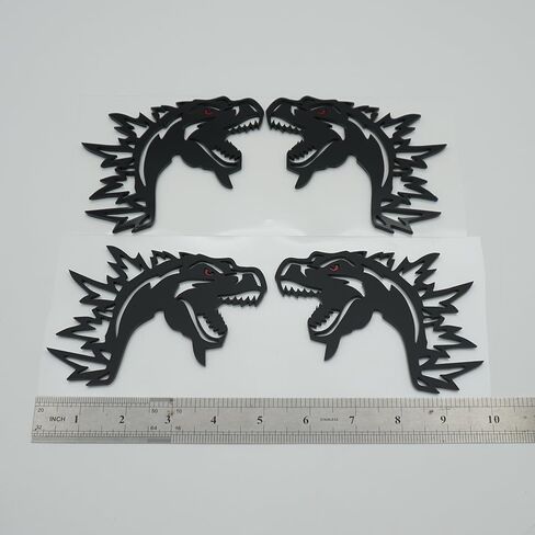 Pair Set Godzilla 3D Emblem Red Eye Black Hell Fender Angry Agressive Badges Replacement for Universal Car Body Motorcycle SUV Door Window Decoration (Gloss Black Red) in Saudi Arabia