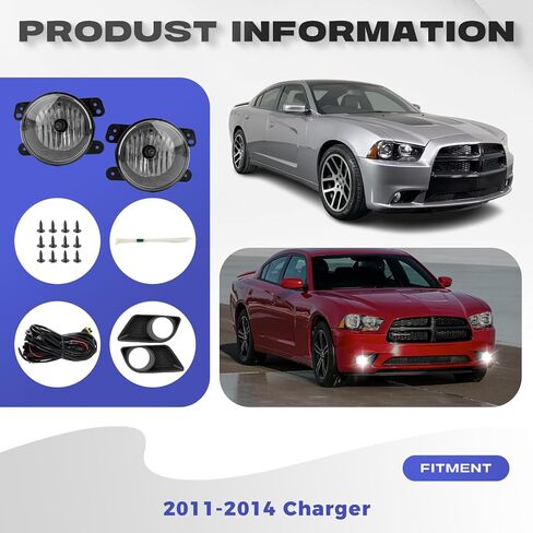 RP Remarkable Power, Fog Light For 2011 2012 2013 2014 Charger with Smoke Lens Black Bezel and Switch& Wiring Harness Kits FL7106 in Kuwait