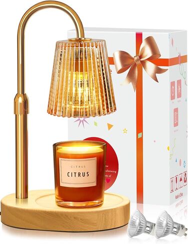 Candle Warmer Lamp with Timer Dimmer Adjustable Height, Electric Wax Melts Warmer for Jar Candles, Birthday Christmas House Warming Gifts for Women Mom, New Home Bedroom Decor with 2 Bulbs in Saudi Arabia