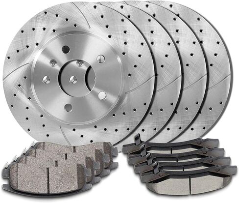 Front and Rear DRILLED Brake Rotors & Ceramic Brake Pads replacement for 2012-2017 Dodge Grand Caravan Journey Chrysler Town & Country in Saudi Arabia