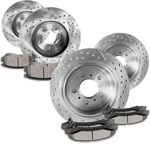 Front and Rear DRILLED Brake Rotors & Ceramic Brake Pads replacement for 2012-2017 Dodge Grand Caravan Journey Chrysler Town & Country in Saudi Arabia