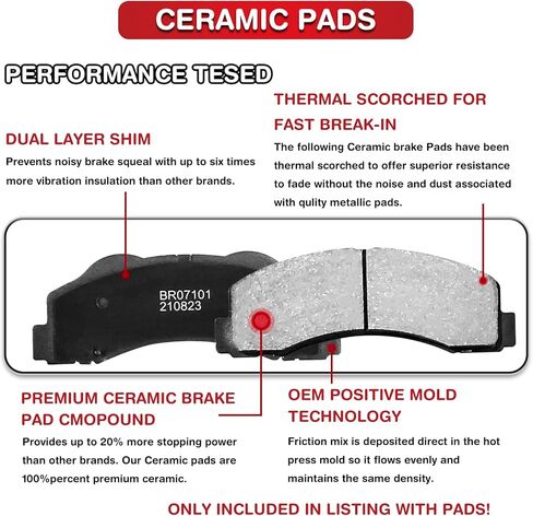 Front and Rear DRILLED Brake Rotors & Ceramic Brake Pads replacement for 2012-2017 Dodge Grand Caravan Journey Chrysler Town & Country in Saudi Arabia