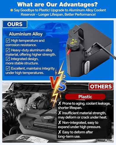 603-839 خزان خزان سائل التبريد مع مستشعر وغطاء لرام 2500 3500 4500 5500 L6 6.7L 2013-2018، يستبدل # 68166475AC 68096261AA 68166475AB خزان تجاوز سائل التبريد، سبائك الألومنيوم in Kuwait