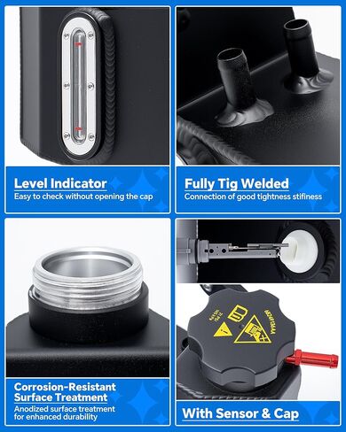 603-839 خزان خزان سائل التبريد مع مستشعر وغطاء لرام 2500 3500 4500 5500 L6 6.7L 2013-2018، يستبدل # 68166475AC 68096261AA 68166475AB خزان تجاوز سائل التبريد، سبائك الألومنيوم in Kuwait