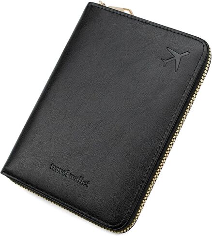defway Passport Holder Travel Wallet - RFID Blocking Passport Holder Wallet, Full Zip Travel Card Cover with RFID Protection, Multi Slot Organizer for Cards Cash Documents Travel Essentials (Blue) in Saudi Arabia