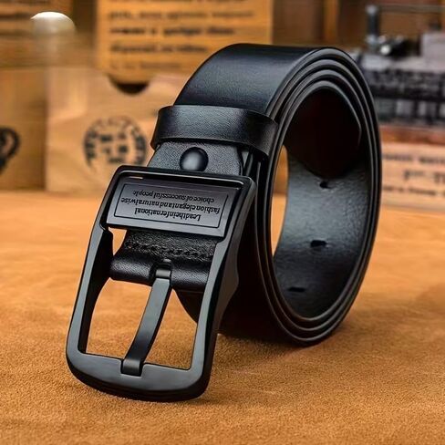 Men's Leather Dress Belt, Adjustable Needle Buckle Strap with Keeper Loop in Saudi Arabia