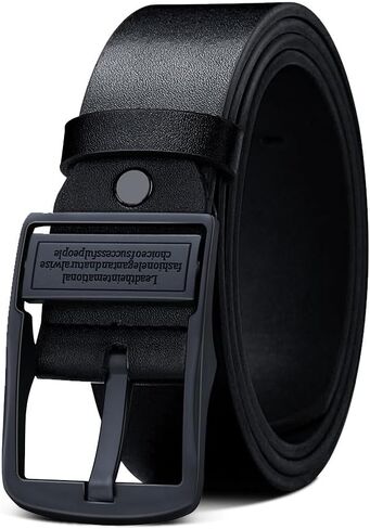 Men's Leather Dress Belt, Adjustable Needle Buckle Strap with Keeper Loop in Saudi Arabia
