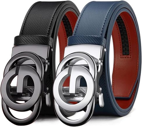 Ratchet Belt for Men - 2 Packs Leather Mens belt For Gift Men Dress and Casual,Trim to Fit in Saudi Arabia
