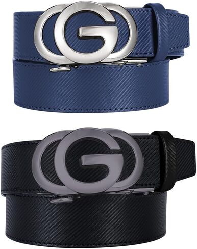 Ratchet Belt for Men - 2 Packs Leather Mens belt For Gift Men Dress and Casual,Trim to Fit in Saudi Arabia