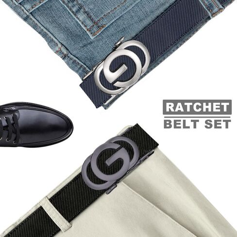 Ratchet Belt for Men - 2 Packs Leather Mens belt For Gift Men Dress and Casual,Trim to Fit in Saudi Arabia