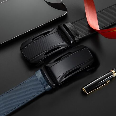 Ratchet Belt for Men - 2 Packs Leather Mens belt For Gift Men Dress and Casual,Trim to Fit in Saudi Arabia