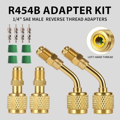 محول Wayona A2L R32 R454B محول نحاسي مقسم صغير محول قياس مشعب تيار متردد مع تصميم أمان بخيط عكسي 1/4 بوصة ذكر إلى 1/4 بوصة، مجموعة أدوات أنظمة التدفئة والتهوية وتكييف الهواء الكاملة للسيارات in Kuwait