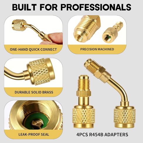 محول Wayona A2L R32 R454B محول نحاسي مقسم صغير محول قياس مشعب تيار متردد مع تصميم أمان بخيط عكسي 1/4 بوصة ذكر إلى 1/4 بوصة، مجموعة أدوات أنظمة التدفئة والتهوية وتكييف الهواء الكاملة للسيارات in Kuwait