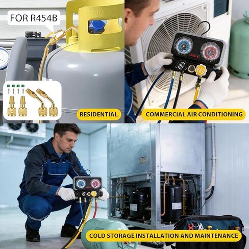 محول Wayona A2L R32 R454B محول نحاسي مقسم صغير محول قياس مشعب تيار متردد مع تصميم أمان بخيط عكسي 1/4 بوصة ذكر إلى 1/4 بوصة، مجموعة أدوات أنظمة التدفئة والتهوية وتكييف الهواء الكاملة للسيارات in Kuwait