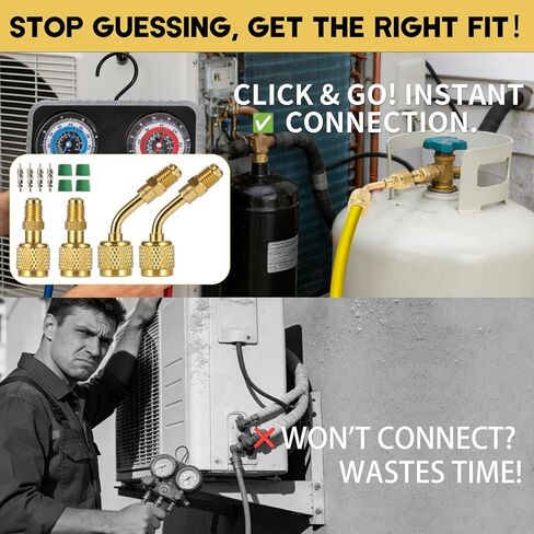 محول Wayona A2L R32 R454B محول نحاسي مقسم صغير محول قياس مشعب تيار متردد مع تصميم أمان بخيط عكسي 1/4 بوصة ذكر إلى 1/4 بوصة، مجموعة أدوات أنظمة التدفئة والتهوية وتكييف الهواء الكاملة للسيارات in Kuwait