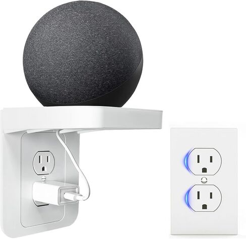 رف المخرج، رف مخرج الحائط الأبيض، رف المخرج مع تخزين السلك، منظم رف الحائط المزدوج الرأسي القياسي لديكور الحمام، أدوات كهربائية لتوفير المساحة في المنزل الذكي، فرشاة أسنان (عبوة واحدة) in Kuwait