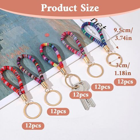 MAQUITA 60 Pcs Boho Bulk Keychains Weave Exquisite Wristlet Keyring for Women Men Cute Designer Key Chains Accessories Christmas Employee Appreciation Gifts in Saudi Arabia