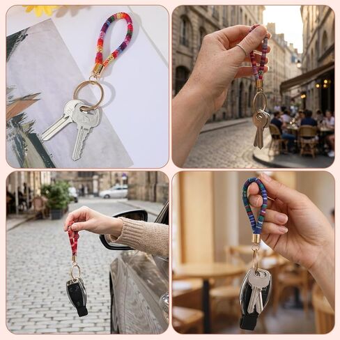 MAQUITA 60 Pcs Boho Bulk Keychains Weave Exquisite Wristlet Keyring for Women Men Cute Designer Key Chains Accessories Christmas Employee Appreciation Gifts in Saudi Arabia