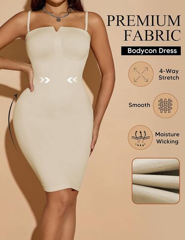Strapless Shapewear Slips for Under Dresses Full Slip Dress for Women Tummy Control Seamless Slimming Body Shaper in Saudi Arabia