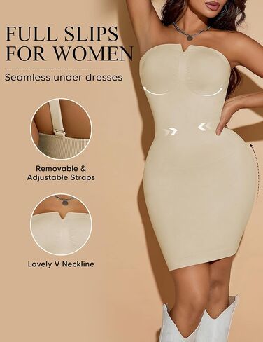 Strapless Shapewear Slips for Under Dresses Full Slip Dress for Women Tummy Control Seamless Slimming Body Shaper in Saudi Arabia