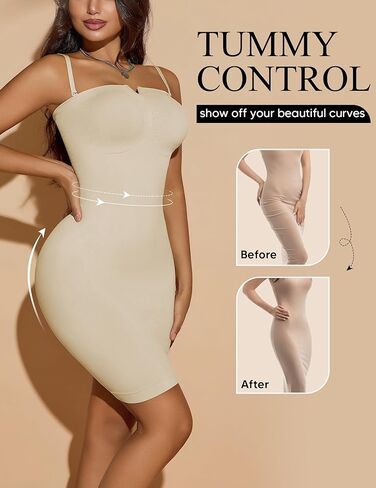 Strapless Shapewear Slips for Under Dresses Full Slip Dress for Women Tummy Control Seamless Slimming Body Shaper in Saudi Arabia