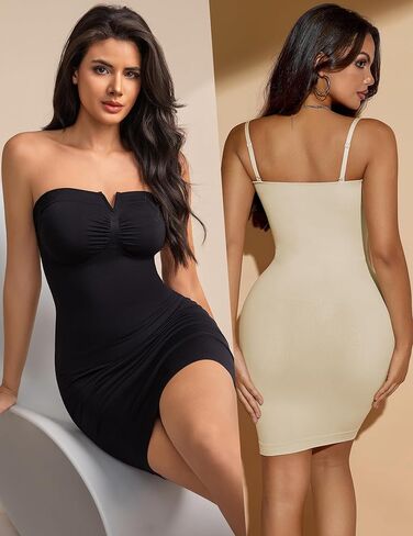 Strapless Shapewear Slips for Under Dresses Full Slip Dress for Women Tummy Control Seamless Slimming Body Shaper in Saudi Arabia