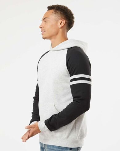Jerzees Mens Nublend Varsity Colorblocked Raglan Hooded Sweatshirt, M in Saudi Arabia
