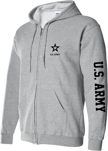 zerogravitee U.S. Army Black Sleeve Print Full-Zip Hooded Sweatshirt in Saudi Arabia