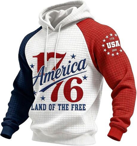 250 Anniversary Usa Hoodie For Men Waffle Independence Day American Flag Sweatshirt Long Sleeve Loose Fit Plus Size Pullover in Saudi Arabia