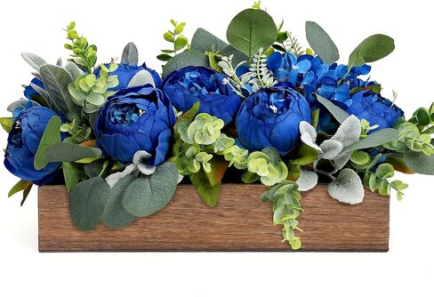 Flower Table Centerpieces for Wedding Pre-Made Artificial Peony Hydrangea Dining Table Decorations Wood Tray with Fake Flowers for Living Room Office Bar Kitchen Table(Pink) in Saudi Arabia