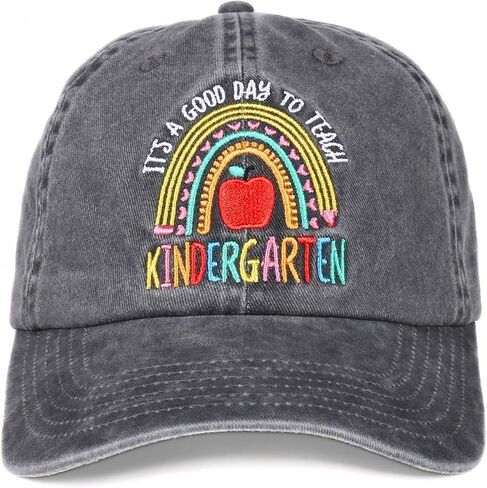 InnoBeta Kindergarten Teacher Gifts, Adjustable Embroidered Baseball Hat for Teacher Appreciation Day, Birthday, Thanksgiving, Christmas Grey in Saudi Arabia
