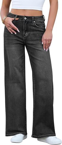 GRAPENT Wide Leg Jeans for Women Trendy High Waisted Stretchy Denim Pants 90s Baggy Jeans Trouser Jeans with Pockets in Kuwait