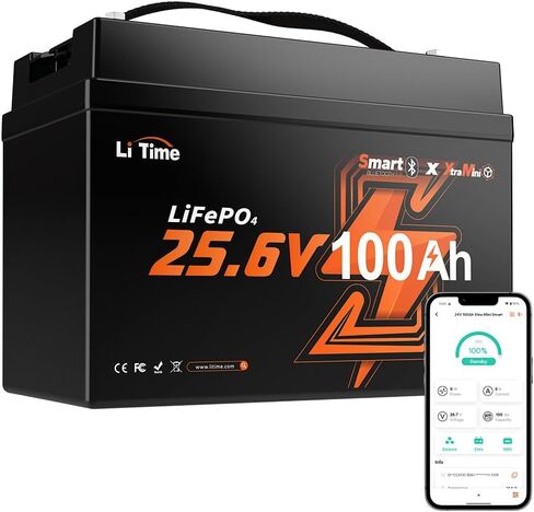 LiTime 4 Pack 24V 100Ah Group 31 Bluetooth Lithium Battery for Trolling Motors - Mini Size, 6000+ Deep Cycles, Low-temp Cutoff Protection in Saudi Arabia