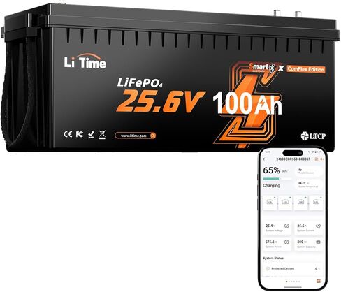 LiTime 4 Pack 24V 100Ah Group 31 Bluetooth Lithium Battery for Trolling Motors - Mini Size, 6000+ Deep Cycles, Low-temp Cutoff Protection in Saudi Arabia