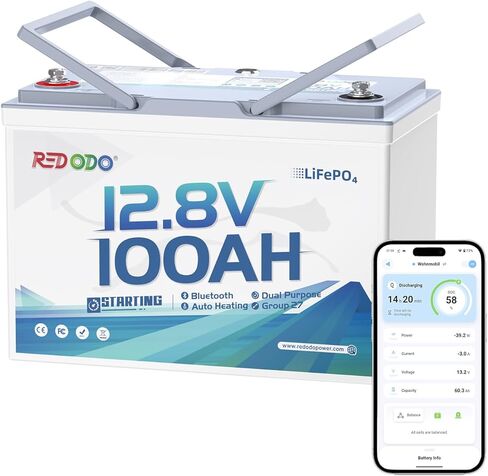 Redodo 2 Pack Smart Bluetooth 12V 165Ah Dual Purpose Marine Battery, 1200CCA Group 31 Starting Battery, 2112Wh Deep Cycle Batteries with Self Heating, IP67 Waterproof in Saudi Arabia