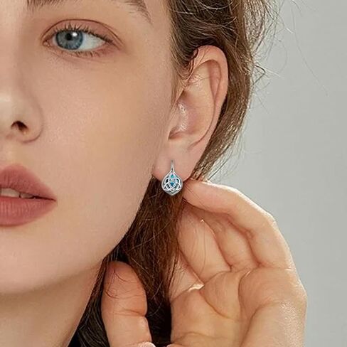 Celtic Knot Turquoise Earrings for Women Sterling Silver Hypallergenic Leverback Earrings Classic Jewelry Gifts for Mom Wife in Saudi Arabia