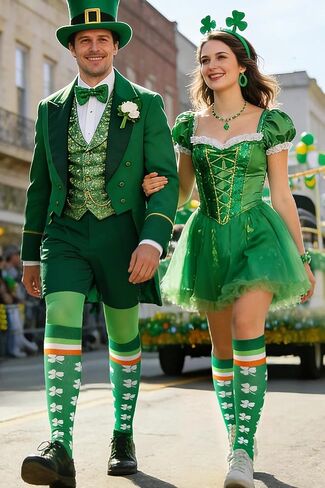 Veachog St Patricks Day Shamrock Socks, Halloween Skeleton Socks for Men Women Adult in Kuwait