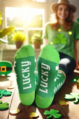 Veachog St Patricks Day Shamrock Socks, Halloween Skeleton Socks for Men Women Adult in Kuwait