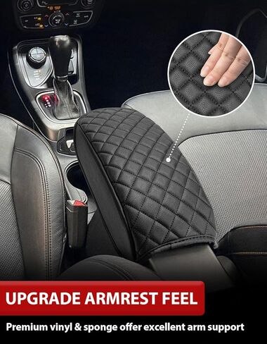 KBH Center Console Armrest Cover for Jeep Compass 2017 2018 2019 2020 2021, Middle Console Lid Covering, Arm Rest Cushion Pad, Vinyl Leather Interior Accessories, Black in Saudi Arabia
