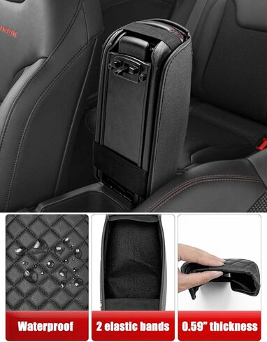 KBH Center Console Armrest Cover for Jeep Compass 2017 2018 2019 2020 2021, Middle Console Lid Covering, Arm Rest Cushion Pad, Vinyl Leather Interior Accessories, Black in Saudi Arabia